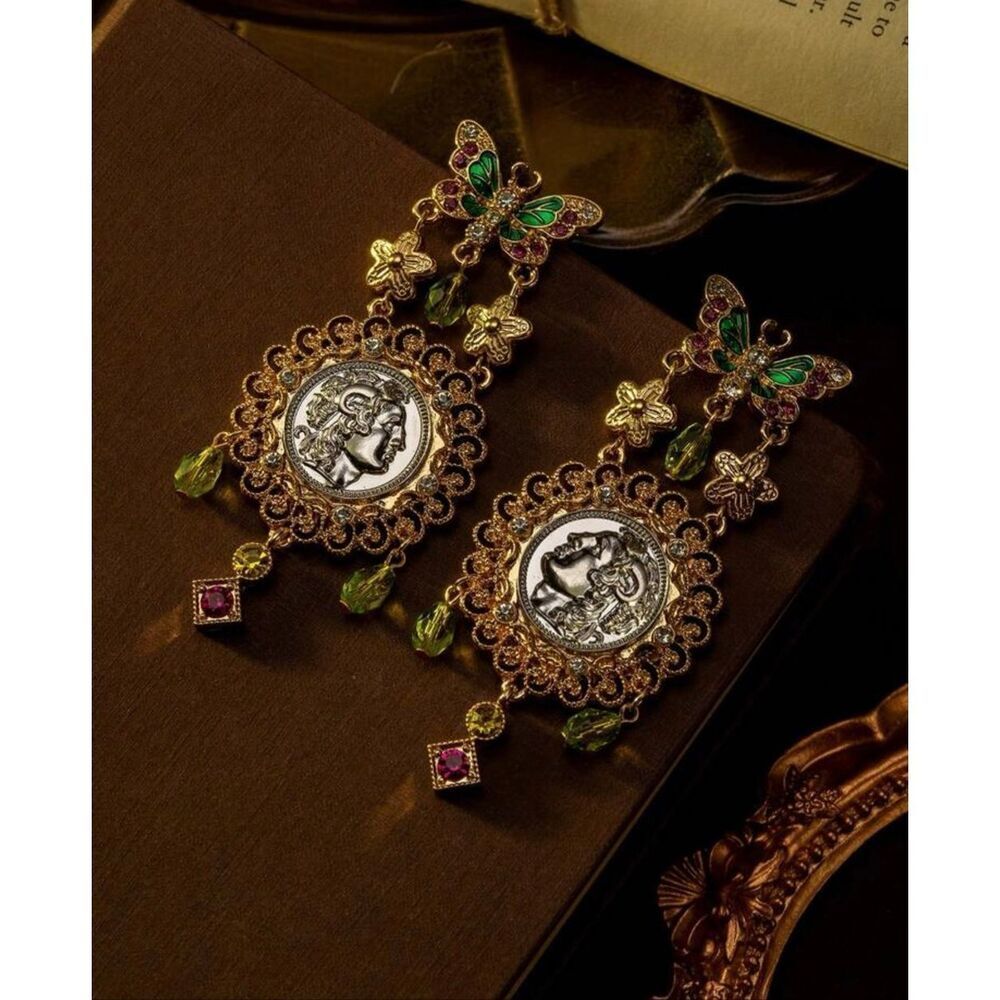 Butterfly Coin Chandelier Earrings